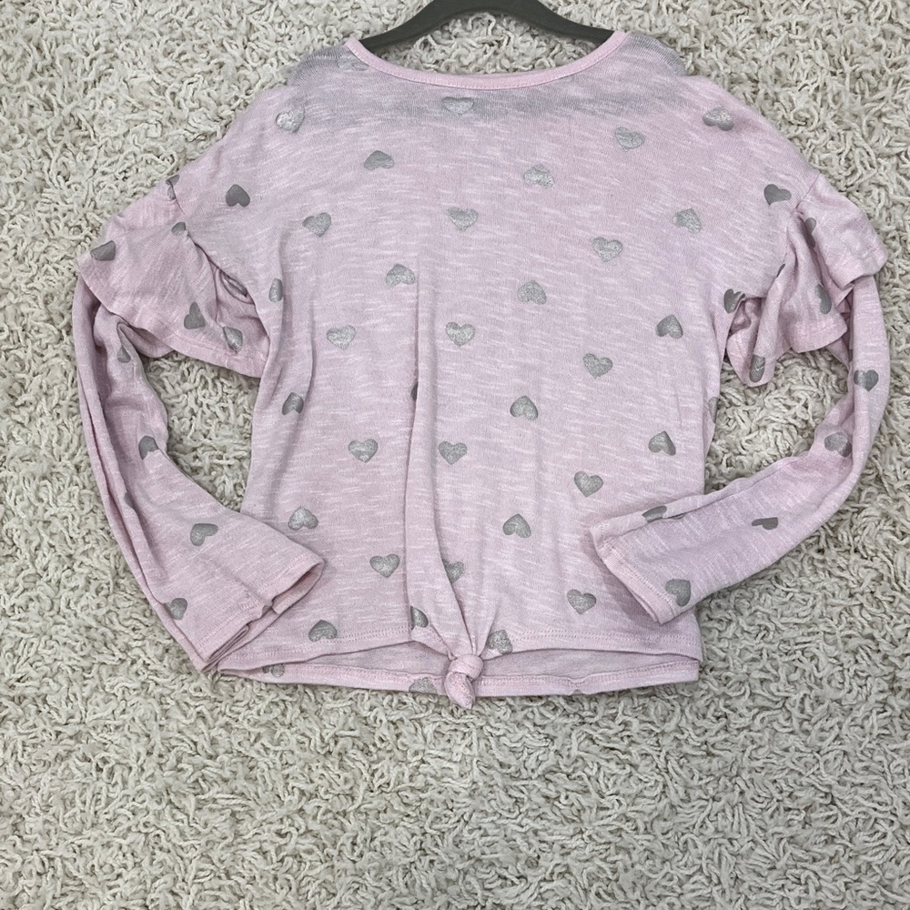 Love, Fire Pink and Silver Heart Top